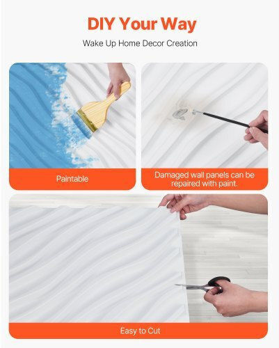 3D Wall Panels From PVC With Glue White 50x50cm