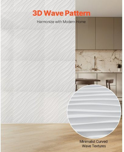 3D Wall Panels From PVC With Glue White 50x50cm