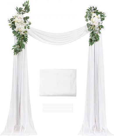 Vevor Artificial Wedding Flower Set White 2 Pcs Flowers & 1 Pc Fabric Hlgmhtj3jtbsm0inqv0