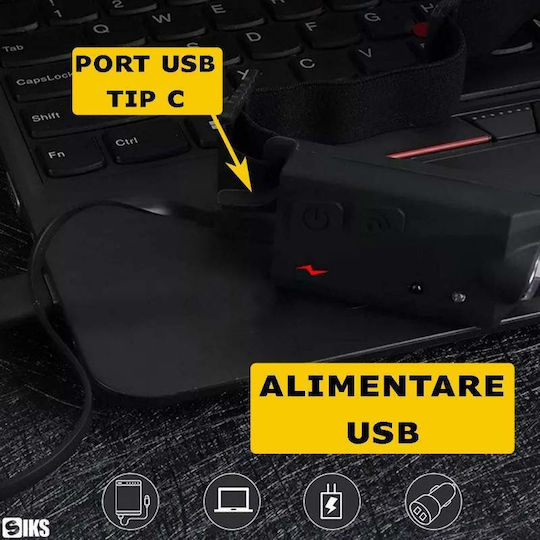 Siks LED челник с 2 ленти, професионално USB зареждане, 6 режима на осветление, регулиране на яркостта, 3 високоефективни светлинни източника, къмпинг, риболов, лов, работа, USB зареждане W689-2 черен