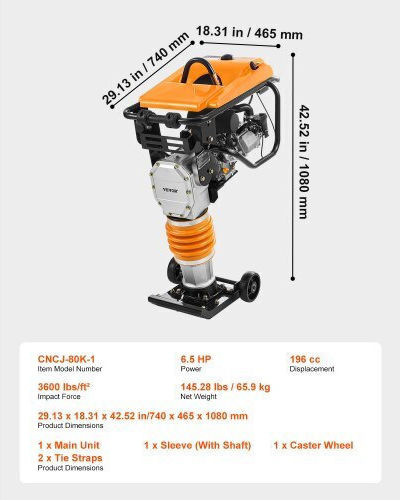 Вибрационен уплътнител Vevor 6.5 к.с. 196 куб.см гориво Cjhddh65hpozqm1q7v0