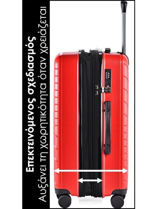 Lavor Hard Red Suitcases With 4 Wheels Set Of 3 Pieces