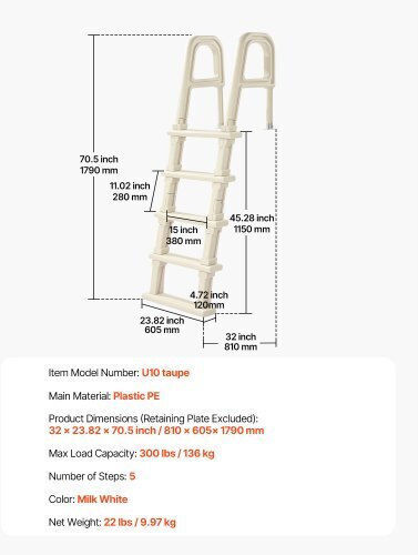 Vevor Pooltreppe aus Kunststoff Weiß