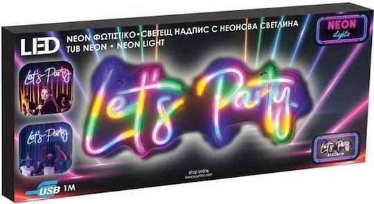 Λάμπα Νέον Led Μοντέλο Let's Party Πλαστικό Μέγεθος 40x17.5cm Πολύχρωμο