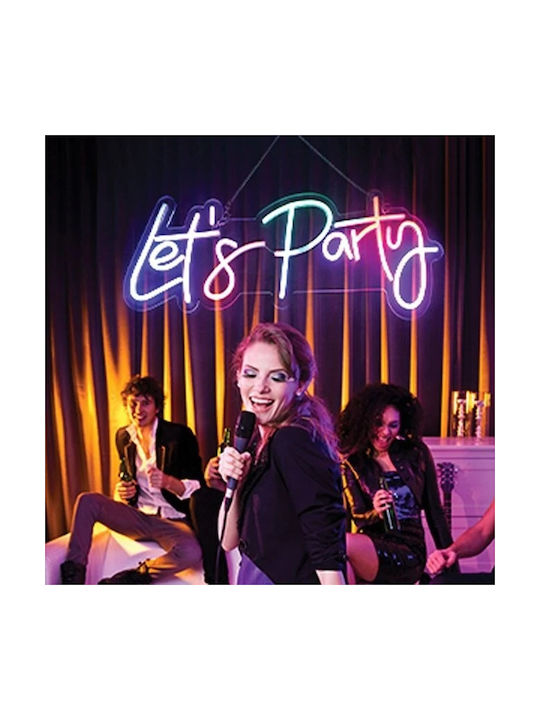 Неонова LED лампа модел Let's Party пластмаса размер 40x17.5см многоцветна