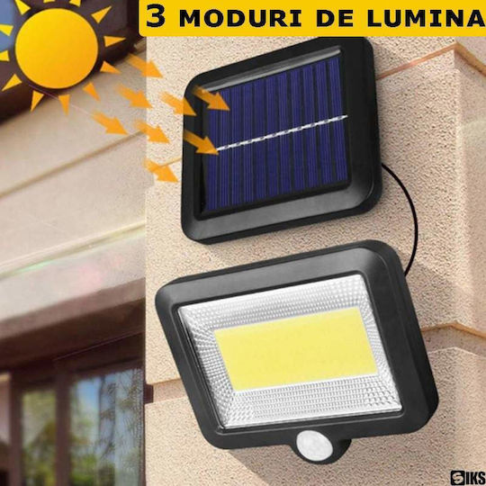 Siks Solar Lamp Remote Control 100 Cob Led Motion Light Sensor 1200 Mah Battery Included 260 Lm 5 M Cable 3 Intensity Levels Adjustable Solar Panel Water Resistant Black
