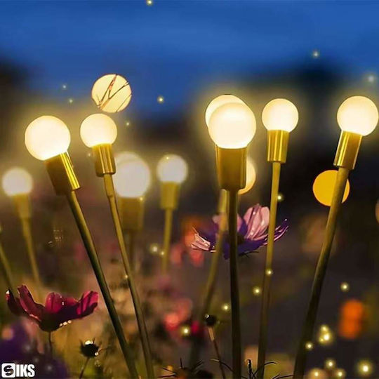 Set 2 Solar Garden Lamps Decorative Grass Solar Charging 8 Leds Firefly Effect 2 Light Modes Includes Stake Waterproof Warm White