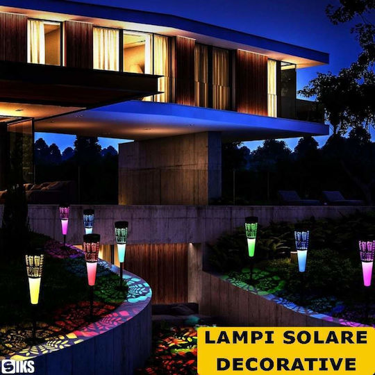 Set aus 6 dekorativen Solar-Außenlampen Siks Kaltweiß Mehrfarbig Solartrichter Lade-Gartenpfahl Lichtsensor Wasserdicht Schwarz