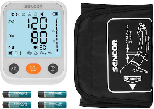 Sencor Digital Blutdruckmessgerät Oberarm mit Arrhythmie-Erkennung SBP 1150WH