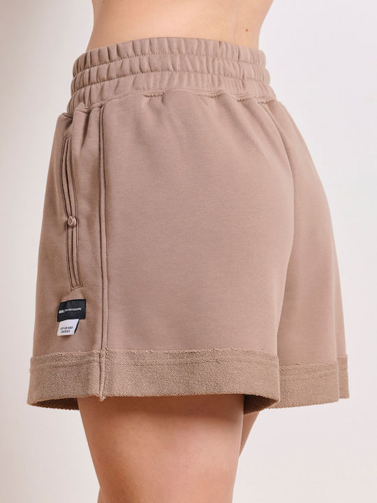 BodyTalk Less Is More Women's High Waist Activewear Shorts Noisette