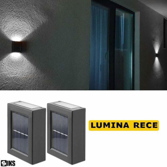 Set aus 2 LED-Wandleuchten Siks Fassade Gartenweg Dekorative 2 LEDs Solaraufladung Auf- und Abwärtslicht Kaltweiß 2000k IP65 Installationskit enthalten Schwarz
