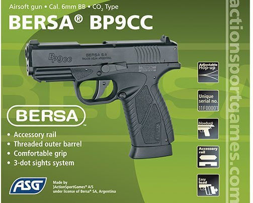 Asg Аеропистолет Сгъстен въздух Bersa BP9CC Откат 6мм