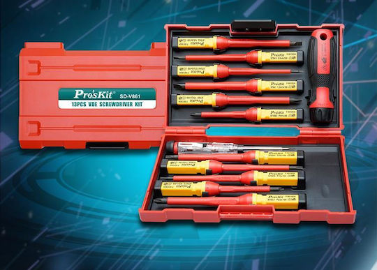 Set de Șurubelnițe Izolate VDE Proskit 13 Bucăți Sd-v861