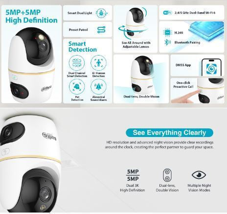Dahua H5D-5F IP Surveillance Camera Wi-Fi Full HD+ 5MP with Two-Way Communication and Lens 3.6mm