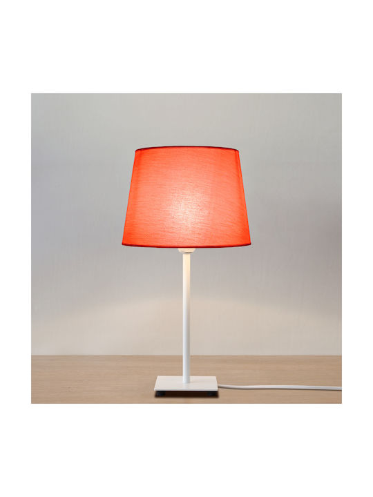 Veis Fabric Table Lamp for Socket E14 with Red Shade and White Base