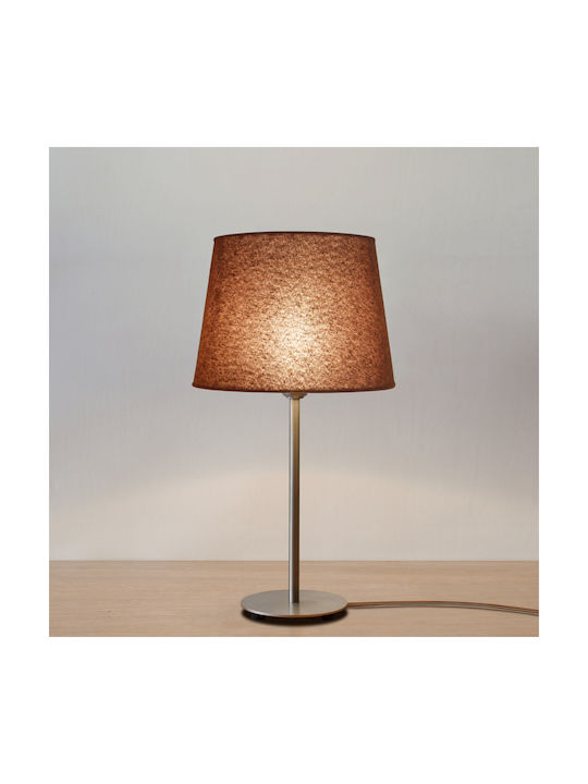 Veis Metal Table Lamp for Socket E14 with Brown Shade and Silver Base