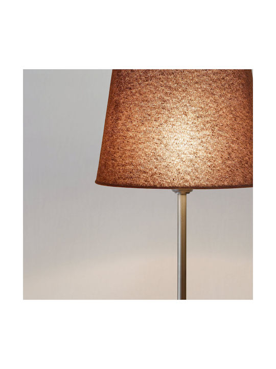 Veis Metal Table Lamp for Socket E14 with Brown Shade and Silver Base