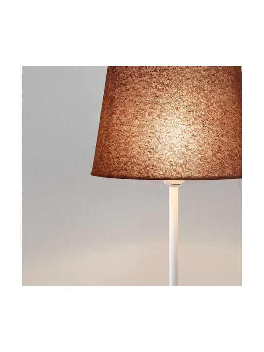 Veis Fabric Table Lamp for Socket E14 with Brown Shade and White Base