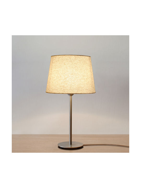Veis Metal Table Lamp for Socket E14 with Beige Shade and Silver Base