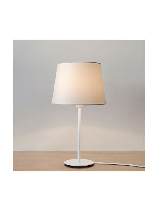 Veis Fabric Table Lamp for Socket E14 with Beige Shade and White Base