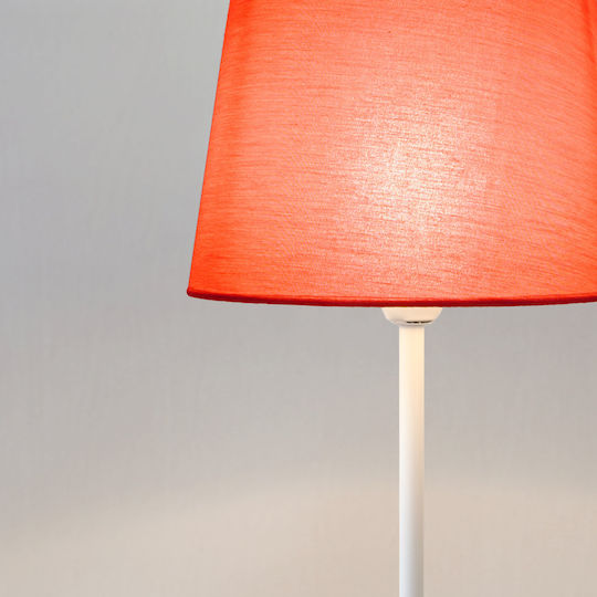 Veis Fabric Table Lamp for Socket E14 with Red Shade and White Base