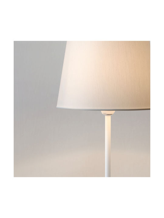 Veis Fabric Table Lamp for Socket E14 with Beige Shade and White Base