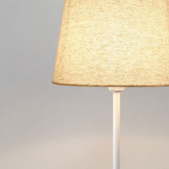 Veis Fabric Table Lamp for Socket E14 with Beige Shade and White Base