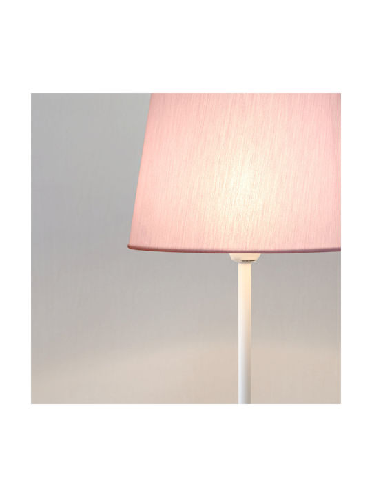 Veis Fabric Table Lamp for Socket E14 with Lilac Shade and White Base