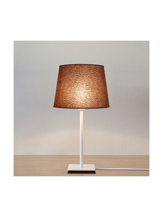 Veis Fabric Table Lamp for Socket E14 with Brown Shade and White Base