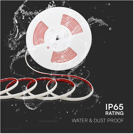V-TAC Waterproof LED Strip 220V Warm White Light 5m Type COB