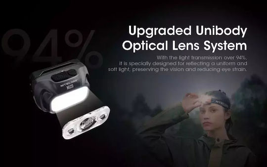 NiteCore Rechargeable Headlamp LED IP66 with Maximum Brightness 550lm NU31 Gray