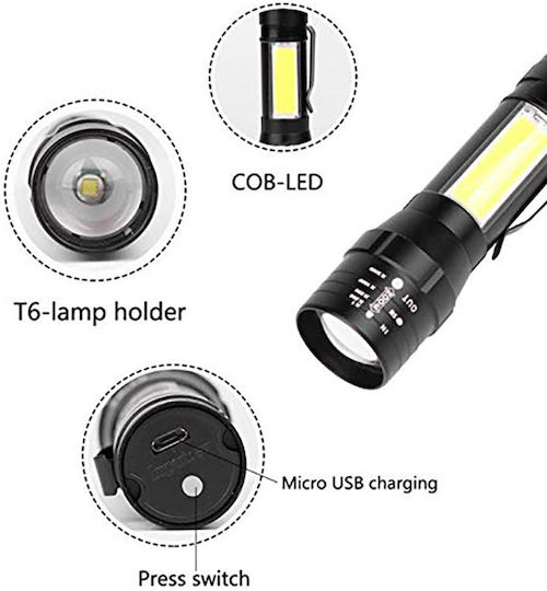 Uniross Επαναφορτιζόμενος Φακός LED IP44 Διπλής Λειτουργίας με Μέγιστη Φωτεινότητα 80lm