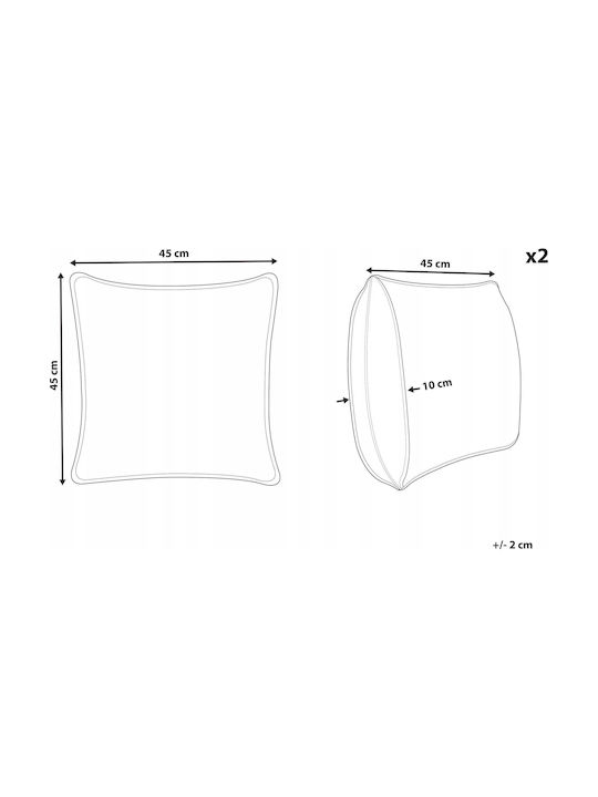 Beliani Μαξιλάρι Καναπέ από Βελούδο Black 45x45εκ.