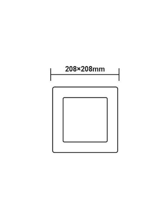 Aca Square LED Panel 18W with Natural White Light 4000K 20.8x20.8cm