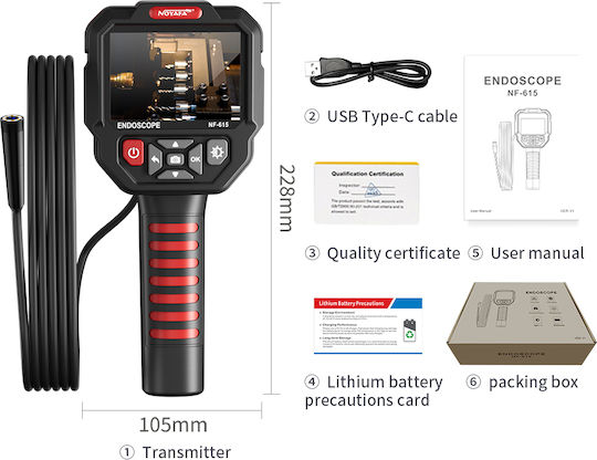 Noyafa Nf-615 Handheld Hd Endoscope Camera Ips Screen Flex