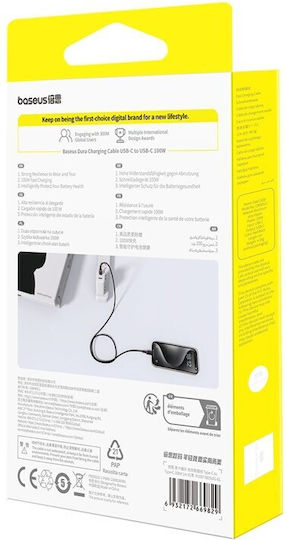 Baseus Dura USB 2.0 Kabel USB-C männlich - USB-C 100W PD Schwarz 1m P10377803U01-01