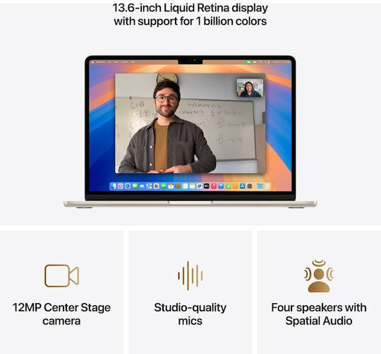 Apple MacBook Air 15.3" IPS Retina Display (M4-10-Core/24GB/512GB SSD/10-Core GPU) με Φορτιστή 35W (Dual Port) Starlight (US Keyboard)