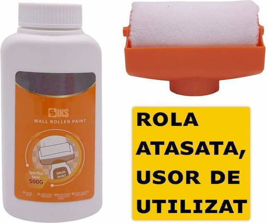 Siks Trafalet pentru vopsit pereți cu rezervor inclus Lavabil Kit de reparație instantanee pentru pereți vopsea albă Anti-mucegai Reutilizabil 500 ml Alb