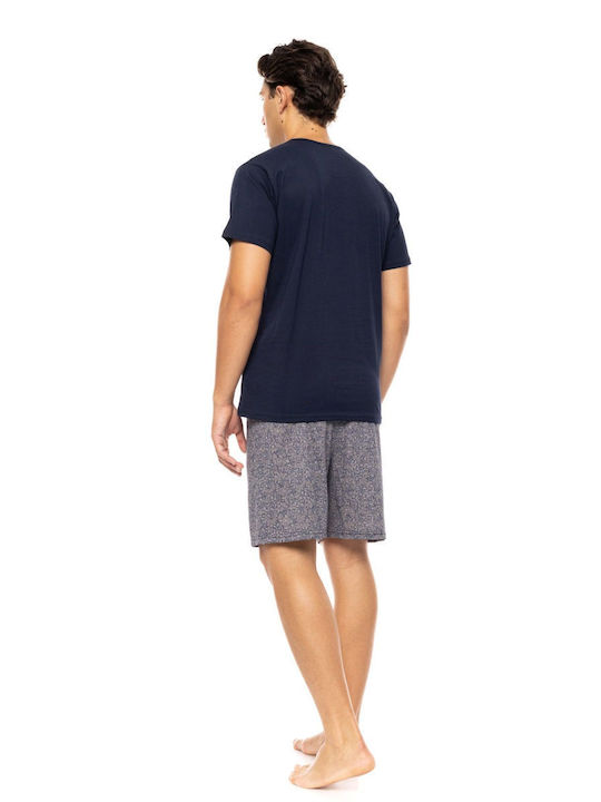 Ulisse Men's Summer Pajamas Set Midnight Blue, Yacht Blue