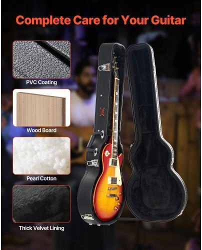 Vevor Waterproof Suitcase Electric Guitar Padded Black