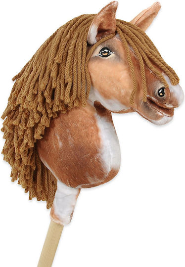 Hobby Horse Small Stick Horse Premium Spotted Tobiano Brown Mane A4