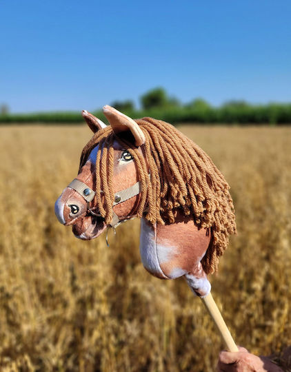 Hobby Horse Small Stick Horse Premium Spotted Tobiano Brown Mane A4