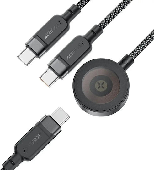 Acefast Braided Cablu USB la Type-C / Lightning cu mai multe porturi 5A Negru 1.2m (C6-11)