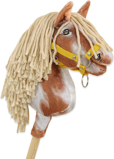 Steckenpferd Klein Premium Steckenpferd Gescheckt Tobiano Beige Mähne A4