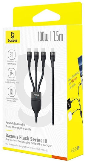 Baseus Flash Series Редовна USB към Type-C Кабел 5Спецификация Черен 1.5м (P10377503111-00)