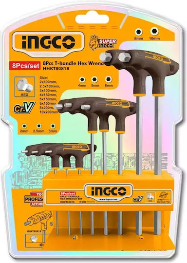 Σετ 8 Ταφ Άλλεν 2-10mm Ingco Hhkt80818