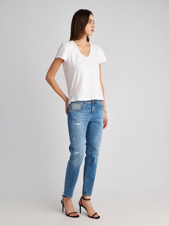 Donna Women's Cotton Short Sleeve Top White