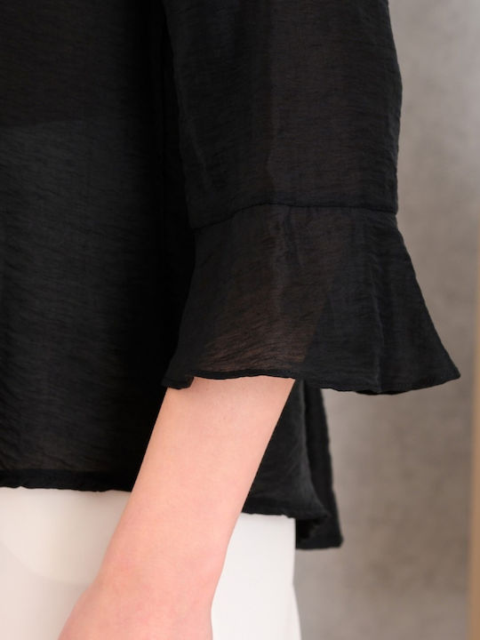 Women's Blouse with 3/4 Sleeve Black