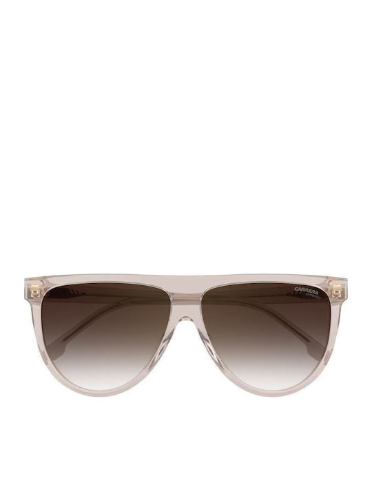 Carrera Women's Sunglasses with Beige Horn-Rimmed Frame and Grey Gradient Lenses 3055/S FWM/YK
