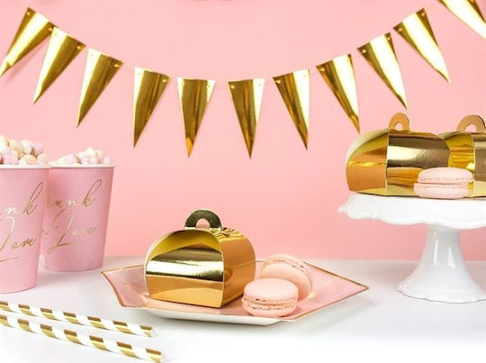PartyDeco Papier Box für Geschenke Gold 6x5.5x6cm. 10Stück